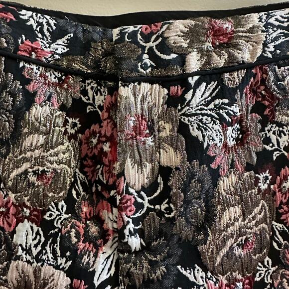 Anthropologie Maeve Jacquard Metallic Slim Pants Trousers Floral Size 0 - Picture 1 of 5